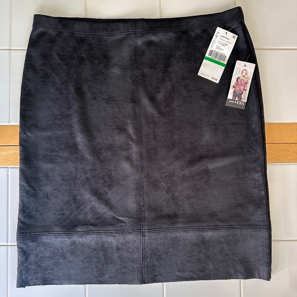 Karen Kane Black Faux Leather Large Stretch Lea Skirt